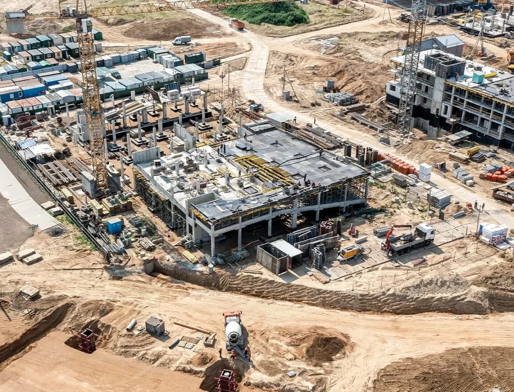 Aerial view of construction site