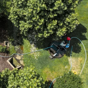 Aerial view of septic pumping services